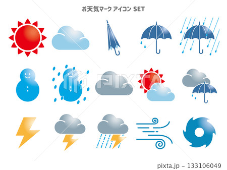 シンプルお天気マーク アイコンセット 4C シンプルお天気マーク アイコンセット 4C 133106049