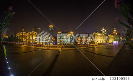 Historic Bund architecture in Shanghai illuminated at night Historic Bund architecture in Shanghai illuminated at night 133106598