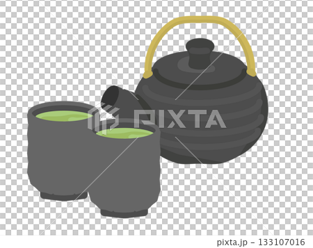 Teapot and green tea illustration 133107016