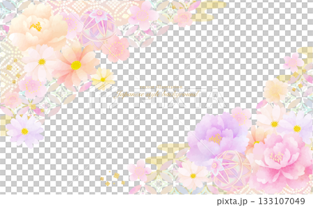 Soft Japanese pattern and floral background material 133107049