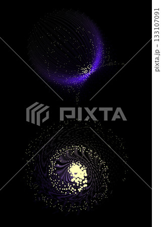Dynamic blue particle network sphere with gradient motion flow Dynamic blue particle network sphere with gradient motion flow 133107091