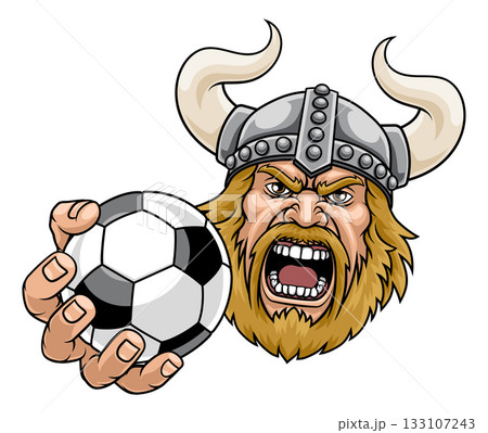 Viking Soccer Football Ball Sports Team Mascot Man 133107243