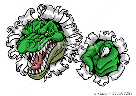 Alligator Dinosaur Crocodile T Rex Cartoon Mascot 133107259