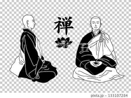 座禅を組む禅僧のイラスト 133107284