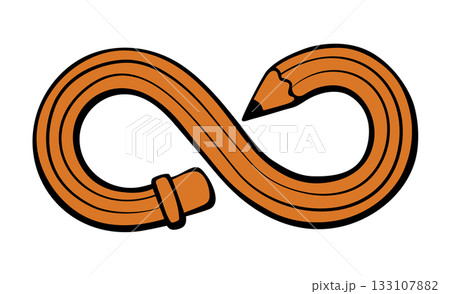 Pencil in the form of infinity. Vector drawing 133107882