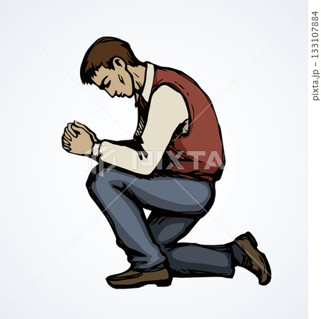 Vector image of the praying person Vector image of the praying person 133107884