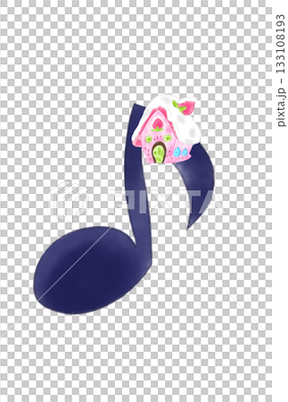Musical note with snowy house 133108193