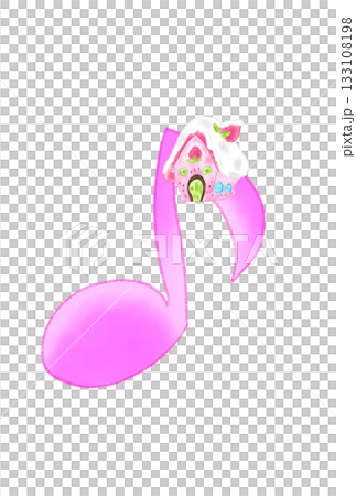 雪の降った家の付いた音符 雪の降った家の付いた音符 133108198