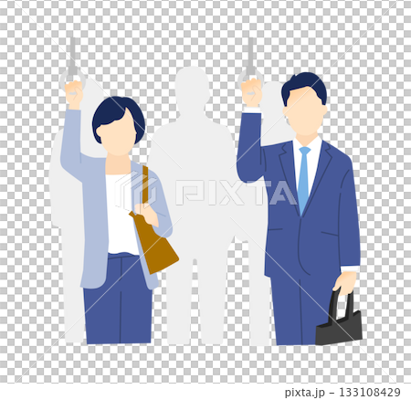 つり革につかまるビジネスパーソンのイラスト素材 つり革につかまるビジネスパーソンのイラスト素材 133108429
