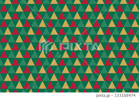 三角形のジオメトリックパターン クリスマスカラーのシームレスなトライアングルパターン背景素材 三角形のジオメトリックパターン クリスマスカラーのシームレスなトライアングルパターン背景素材 133108474