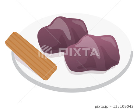 三重県の人気土産 赤福餅をイメージした和菓子のシンプルなイラスト 三重県の人気土産 赤福餅をイメージした和菓子のシンプルなイラスト 133109042