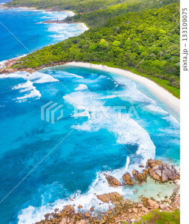 Anse Cocos - one of the most beautiful beach of Seychelles. La Digue Island, Seychelles 133109075