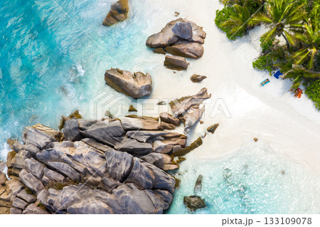 Anse Cocos - one of the most beautiful beach of Seychelles. La Digue Island, Seychelles 133109078