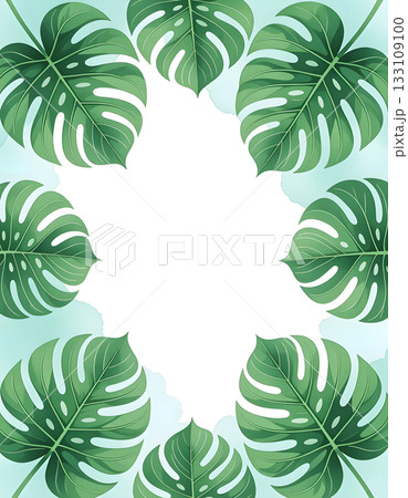 Tropical leaves illustration with copy space for design projects and creative applications 133109100