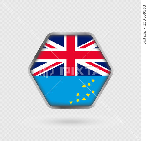 Tuvalu flag in a hexagon frame. 133109583