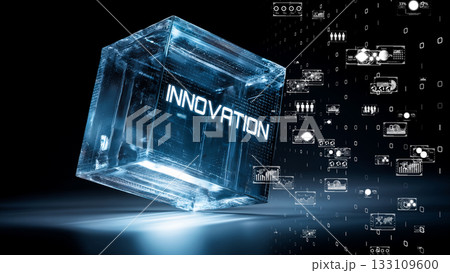 革新とデジタル情報が交差する未来的インターフェースコンセプト 133109600