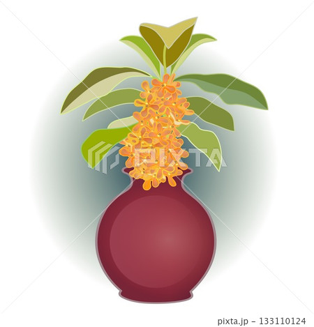 金木犀の一輪挿しイラスト 金木犀の一輪挿しイラスト 133110124