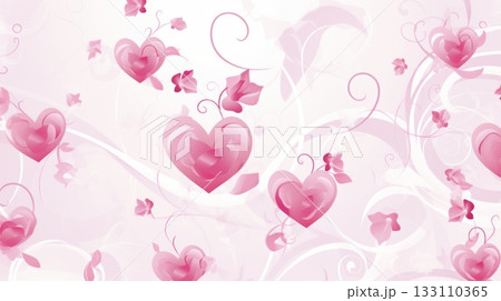 Hearts and vines on a pink background 133110365