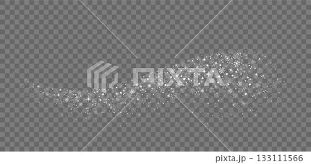 Frozen winter wave with many snowflakes, flakes and snow swirl 133111566
