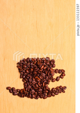 Coffee cup made from roasted beans 133111597