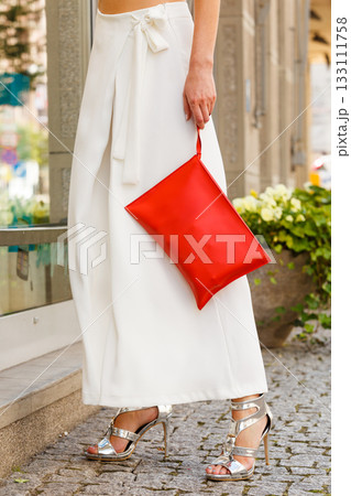 Silver high heels, purse and culottes Silver high heels, purse and culottes 133111758