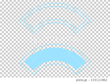 Folding fan and fan-shaped decorative frame set, curved double-line Japanese-style frame 133111962