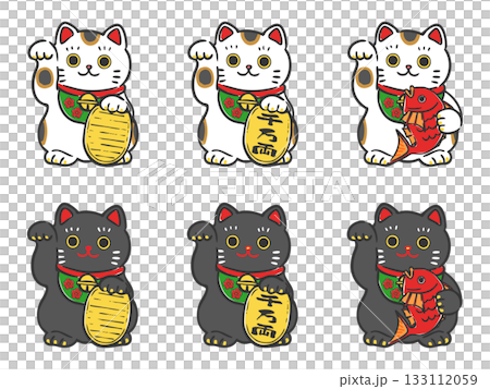 Maneki-neko illustration set vector Maneki-neko illustration set vector 133112059