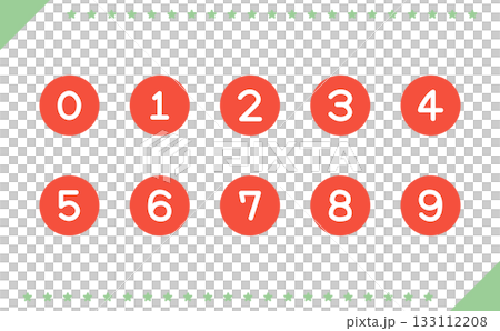 Cute handwritten circle and number simple icon red set Simple Number Icons red 133112208