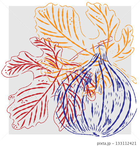 hand drawn colored ink sketch with tropical leaves hand drawn colored ink sketch with tropical leaves 133112421