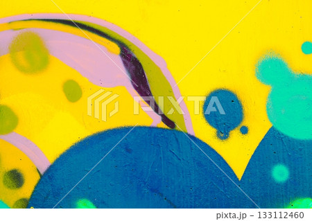 Vivid Abstract Street Art with Neon Yellow, Blue, Green in 80s Graffiti Style Vivid Abstract Street Art with Neon Yellow, Blue, Green in 80s Graffiti Style 133112460