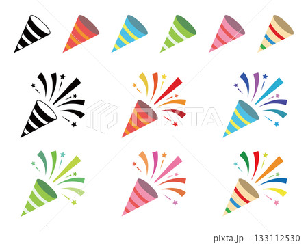 パーティ　クラッカー　アイコン　セット 133112530