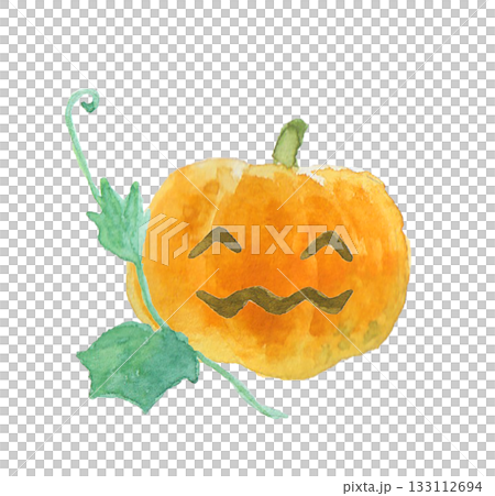 水彩絵の具で描いたリアルなジャックオランタンのイラスト 133112694