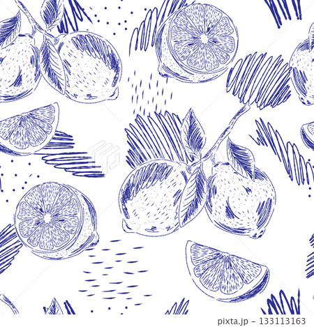 seamless pattern with hand drawn fruits 133113163