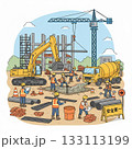 工事現場のイラスト 133113199