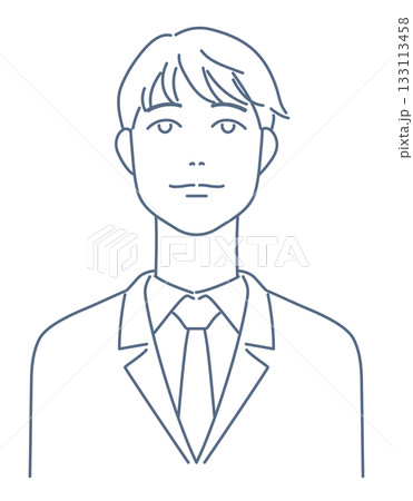 上を見上げる男子学生　線のみ 133113458