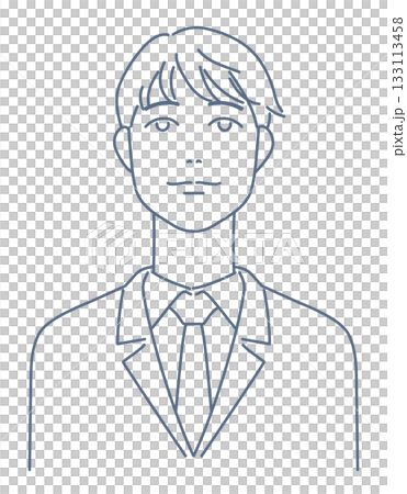 上を見上げる男子学生　線のみ 133113458