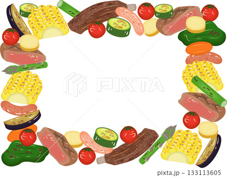 グリルした肉と野菜のフレーム グリルした肉と野菜のフレーム 133113605