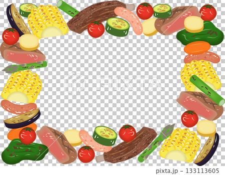 グリルした肉と野菜のフレーム グリルした肉と野菜のフレーム 133113605