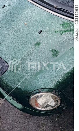 Vintage Green Car After Rain 133113653