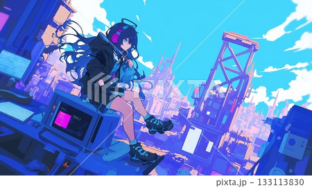 カラフルな色と楽しげな女性 133113830