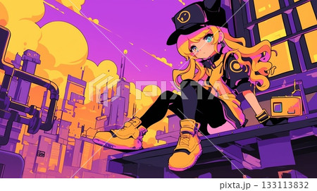 カラフルな色と楽しげな女性 133113832