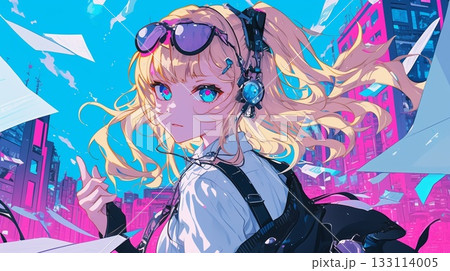 カラフルな色と楽しげな女性 133114005