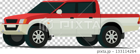 Twin cabin pickup truck angled front side view 133114264