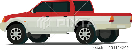 Twin cabin pickup truck angled rear side viewのイラスト素材 [133114265] - PIXTA
