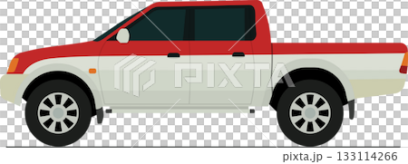 Twin cabin pickup truck flat side view 133114266