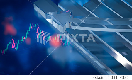 The Chart and arrow for Business concept 3d Rendering. 133114320