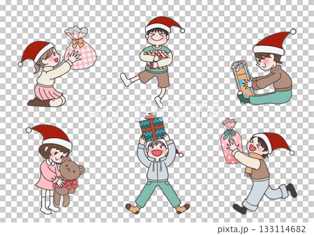 プレゼントをもらう子供のイラストセット 133114682