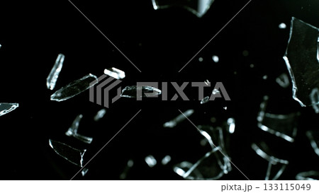 Freeze Motion Shot of Breaking Real Glass Isolated on Black Background Freeze Motion Shot of Breaking Real Glass Isolated on Black Background 133115049