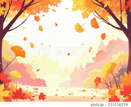 紅葉イチョウのデザイン背景 133116259