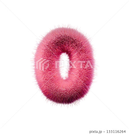 Pink fur Font Number 0 ZERO 3D 133116264